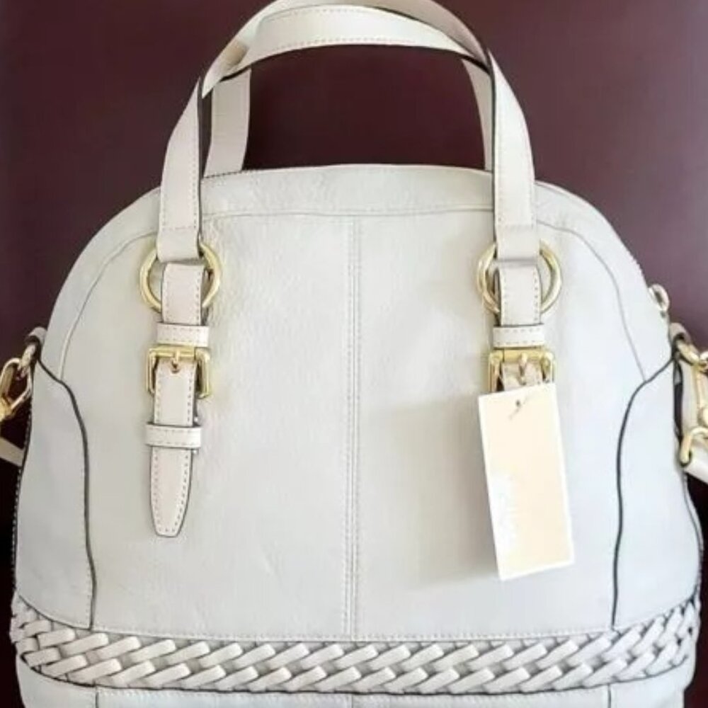 MICHAEL KORS GLADSTONE VANILLA LEATHER LG SATCHEL BAG NWT! - Picture 5 of 12